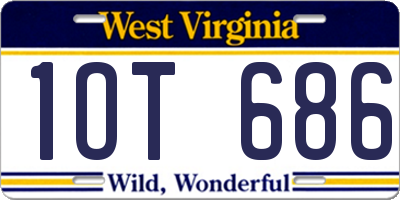 WV license plate 1OT686