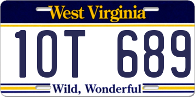 WV license plate 1OT689