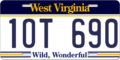 WV license plate 1OT690