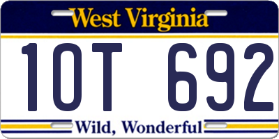 WV license plate 1OT692