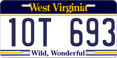 WV license plate 1OT693