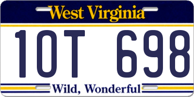 WV license plate 1OT698