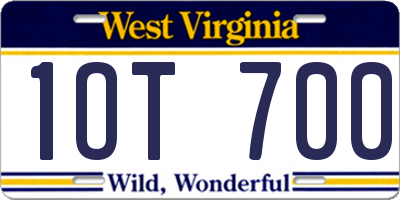 WV license plate 1OT700