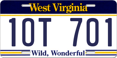 WV license plate 1OT701