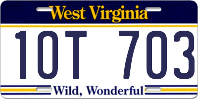 WV license plate 1OT703