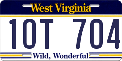 WV license plate 1OT704