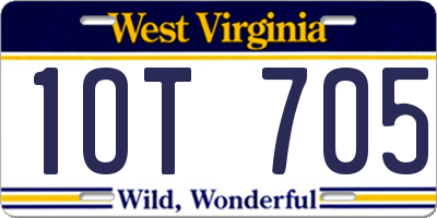 WV license plate 1OT705