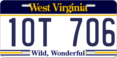 WV license plate 1OT706