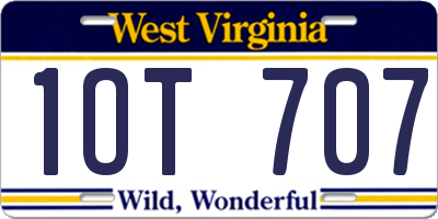 WV license plate 1OT707