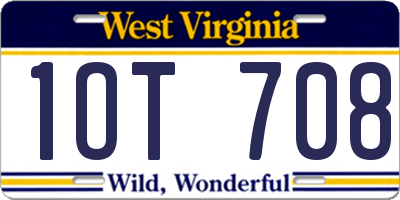 WV license plate 1OT708