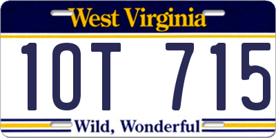 WV license plate 1OT715