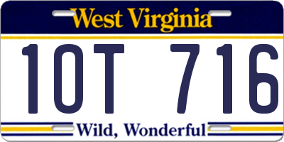WV license plate 1OT716
