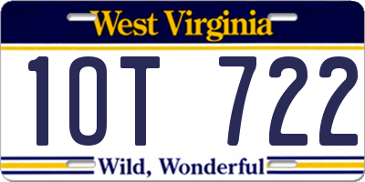 WV license plate 1OT722