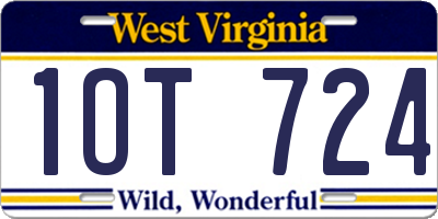 WV license plate 1OT724