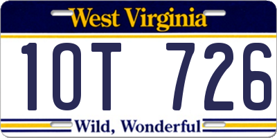 WV license plate 1OT726