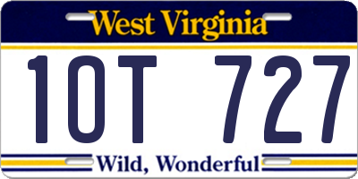WV license plate 1OT727