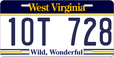 WV license plate 1OT728