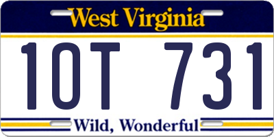 WV license plate 1OT731