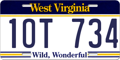 WV license plate 1OT734