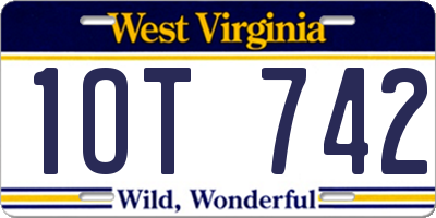 WV license plate 1OT742