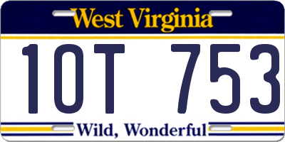 WV license plate 1OT753