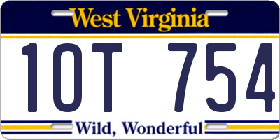 WV license plate 1OT754