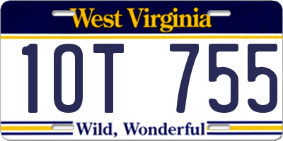 WV license plate 1OT755