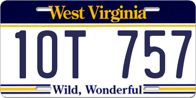 WV license plate 1OT757