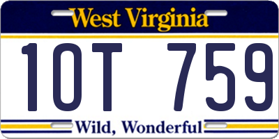 WV license plate 1OT759