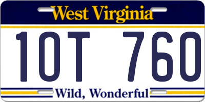 WV license plate 1OT760