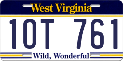 WV license plate 1OT761