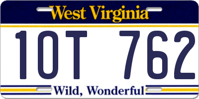 WV license plate 1OT762