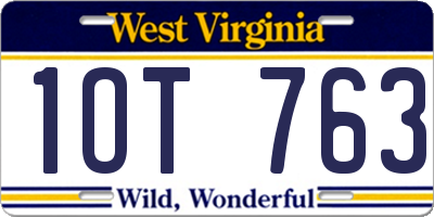 WV license plate 1OT763
