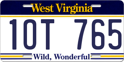 WV license plate 1OT765
