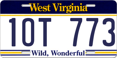 WV license plate 1OT773