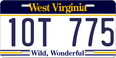 WV license plate 1OT775