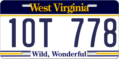 WV license plate 1OT778