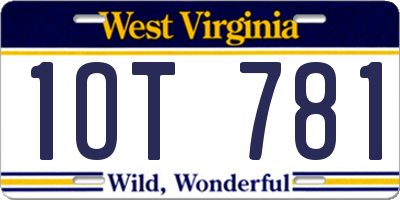 WV license plate 1OT781