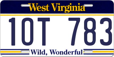 WV license plate 1OT783