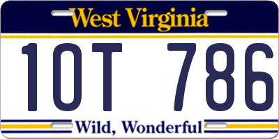 WV license plate 1OT786