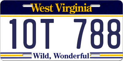 WV license plate 1OT788