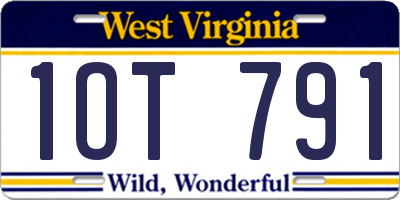 WV license plate 1OT791