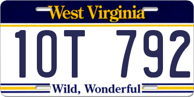 WV license plate 1OT792