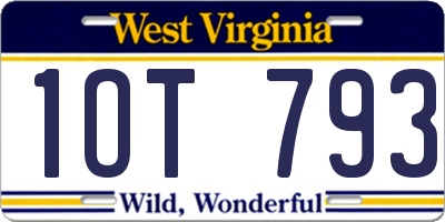 WV license plate 1OT793