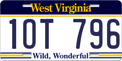 WV license plate 1OT796