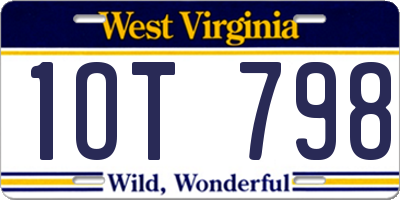 WV license plate 1OT798