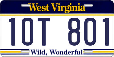WV license plate 1OT801