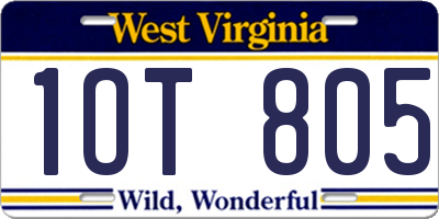 WV license plate 1OT805