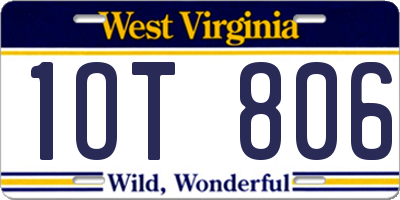 WV license plate 1OT806