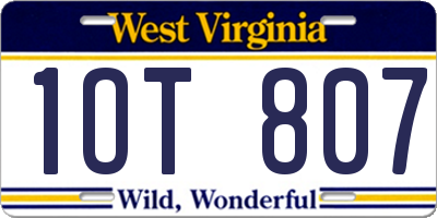 WV license plate 1OT807